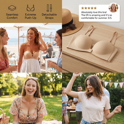 Push-Up Bra with Front Closure – Seamless, Supportive & with Removable Straps