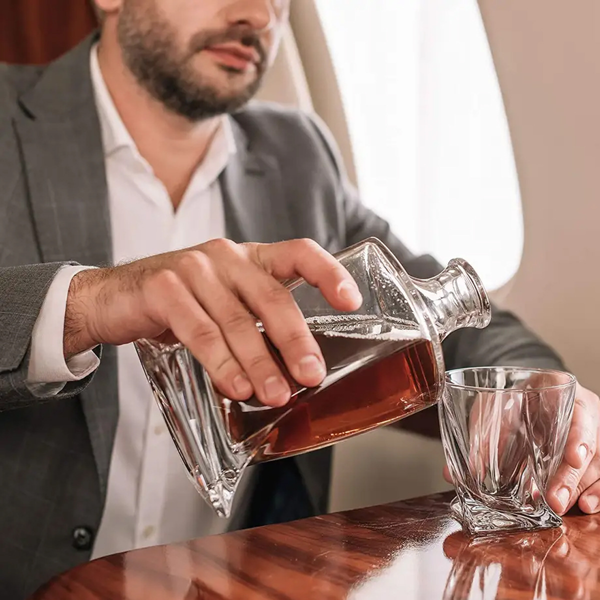 Premium Crystal Whiskey Set With Decanter And Tumblers