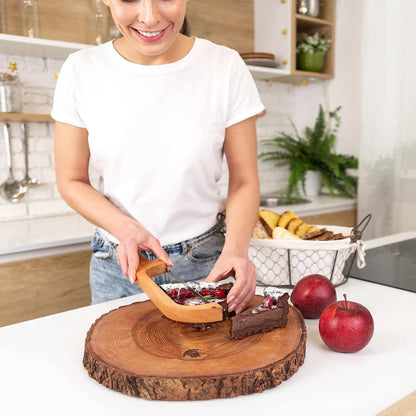 Wooden Bread Knife with Serrated Edge and Non-Slip Cutting Aid