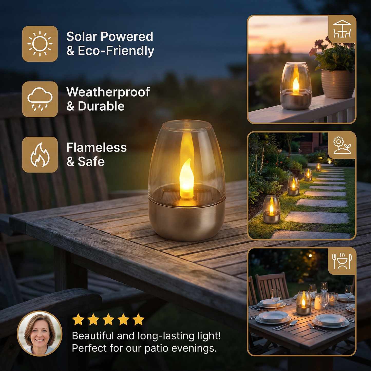 LED Solar Candle Light – Flameless & Weatherproof for Outdoor Use