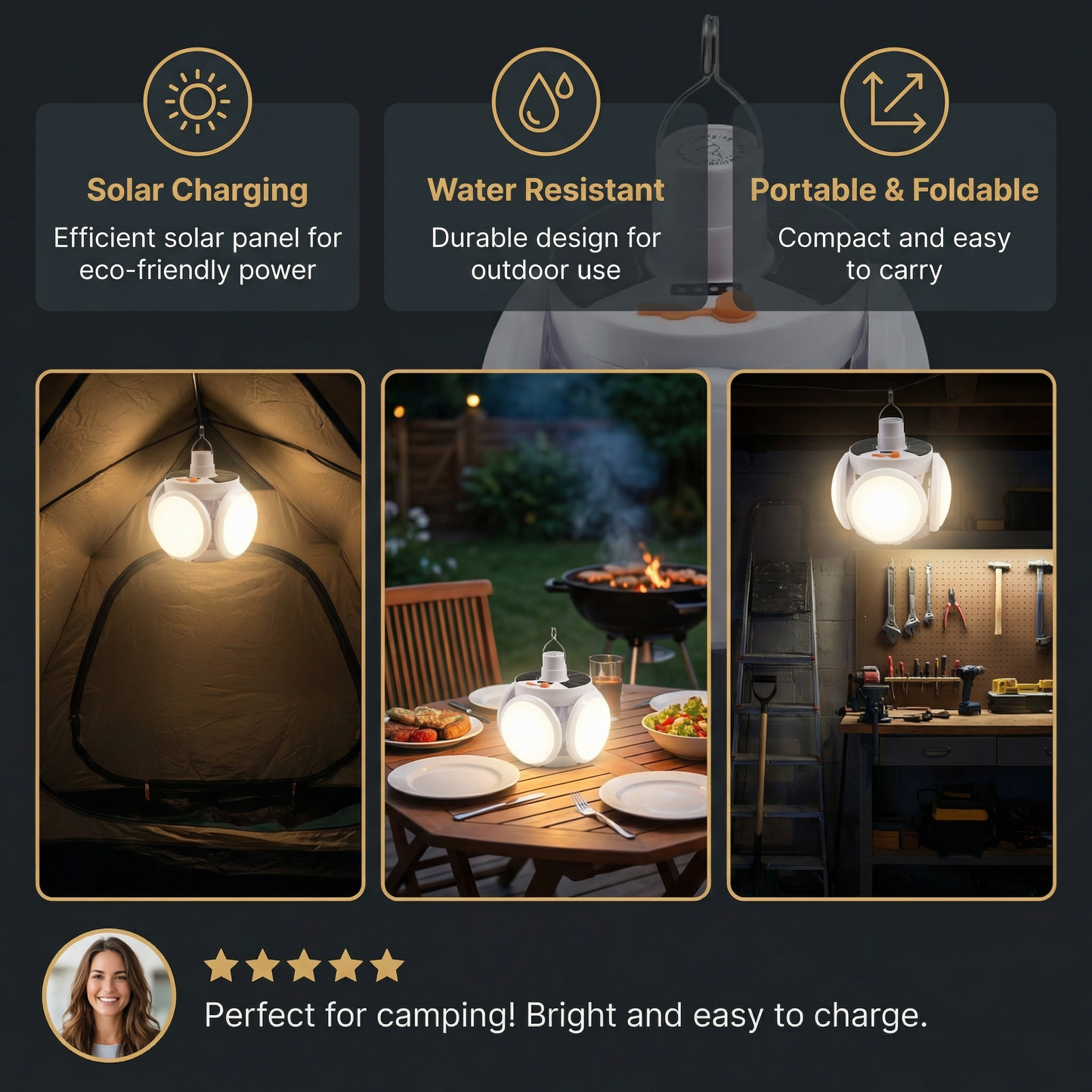 Portable Solar Outdoor Foldable Ball Lamp