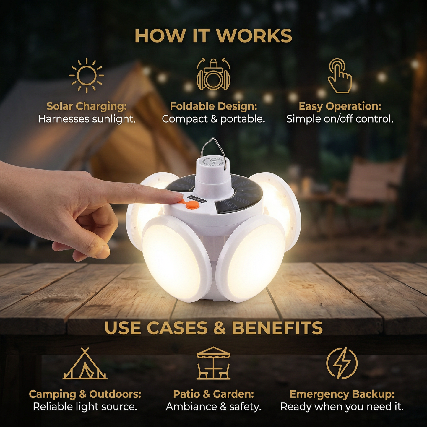 Portable Solar Outdoor Foldable Ball Lamp
