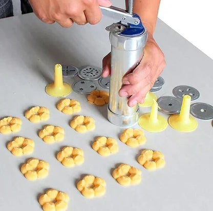 Stainless Steel Cookie Press with Interchangeable Discs for Perfect Biscuits and Pastries