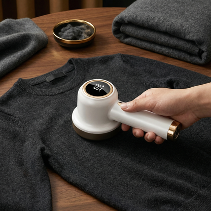 Electric Lint Remover with LED Display – Rechargeable Fabric Shaver with 3 Speed Levels & Large Lint Container