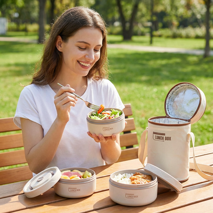 3-Piece Lunch Box Set – Insulated, Leak-Proof & Practical for On-the-Go