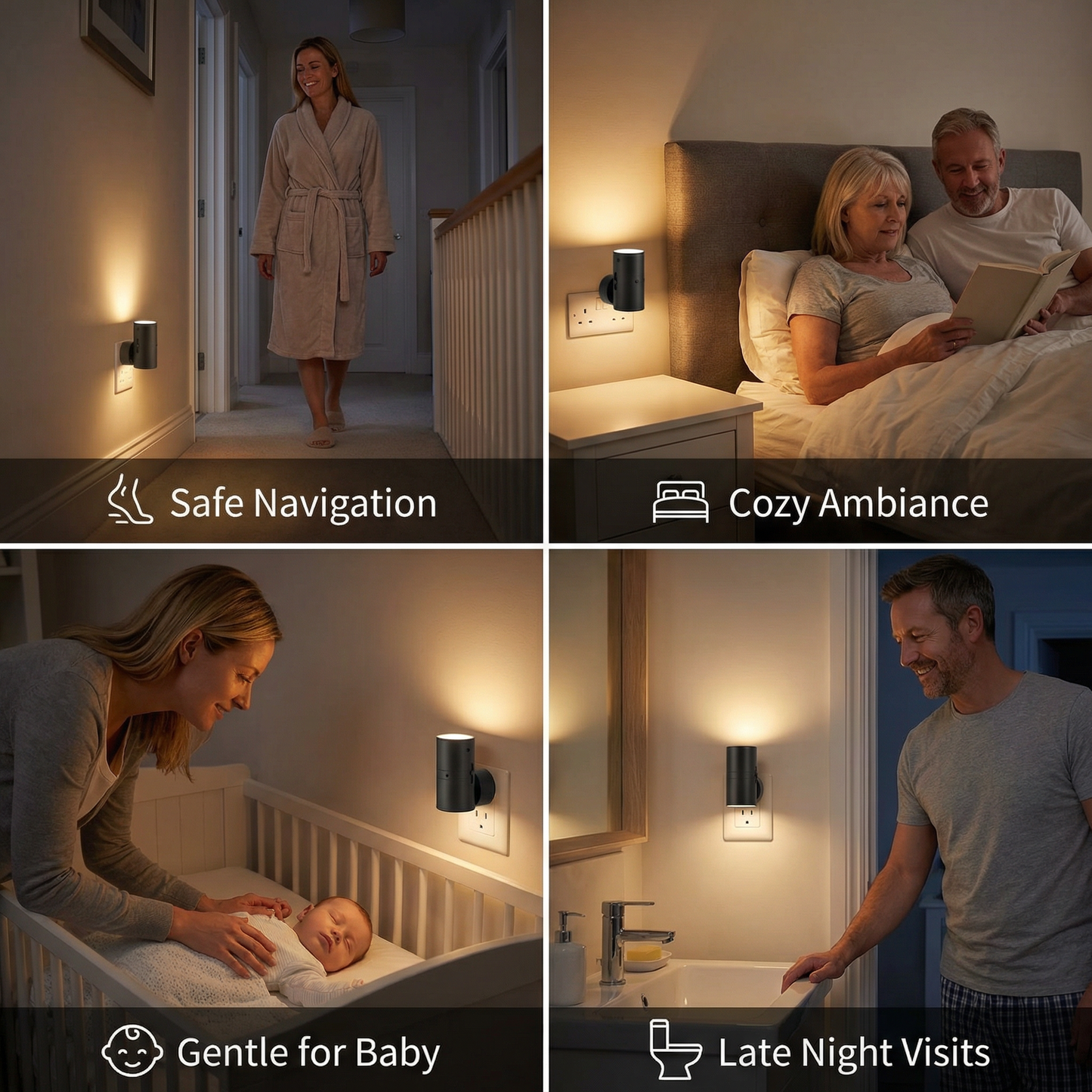 LED Plug-in Night Light – Dimmable with Light Sensor for a Cozy Home