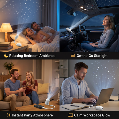 Modern Starry Sky Lamp – USB Mini Projector Night Light for Bedroom & Relaxing Ambience incl. 5 Patterns