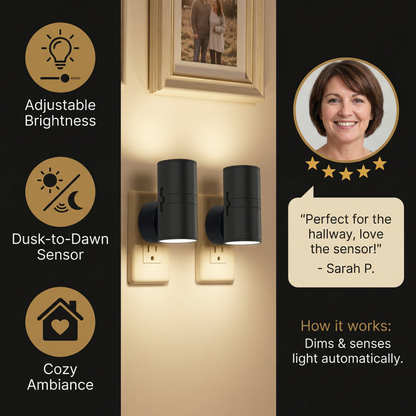 LED Plug-in Night Light – Dimmable with Light Sensor for a Cozy Home