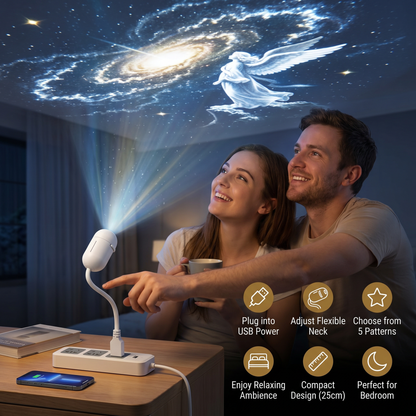 Modern Starry Sky Lamp – USB Mini Projector Night Light for Bedroom & Relaxing Ambience incl. 5 Patterns