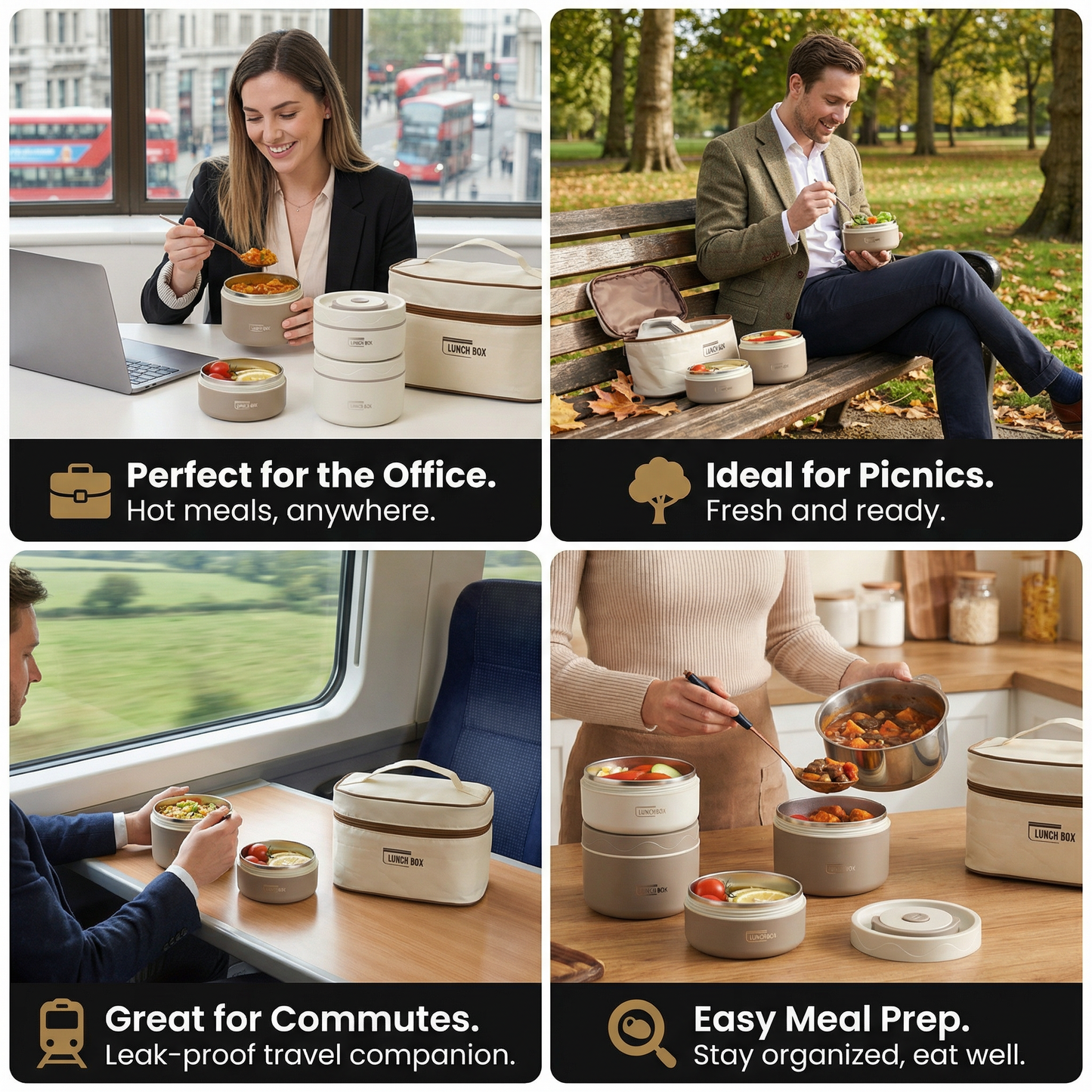 3-Piece Lunch Box Set – Insulated, Leak-Proof & Practical for On-the-Go