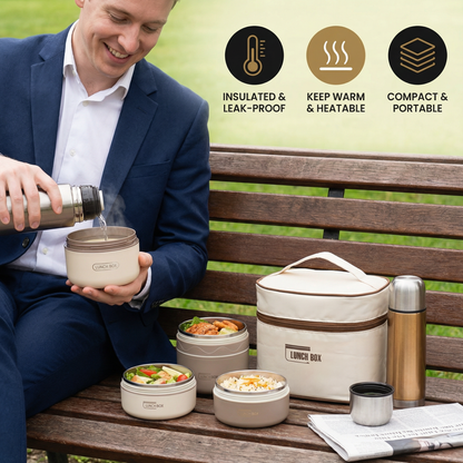 3-Piece Lunch Box Set – Insulated, Leak-Proof & Practical for On-the-Go
