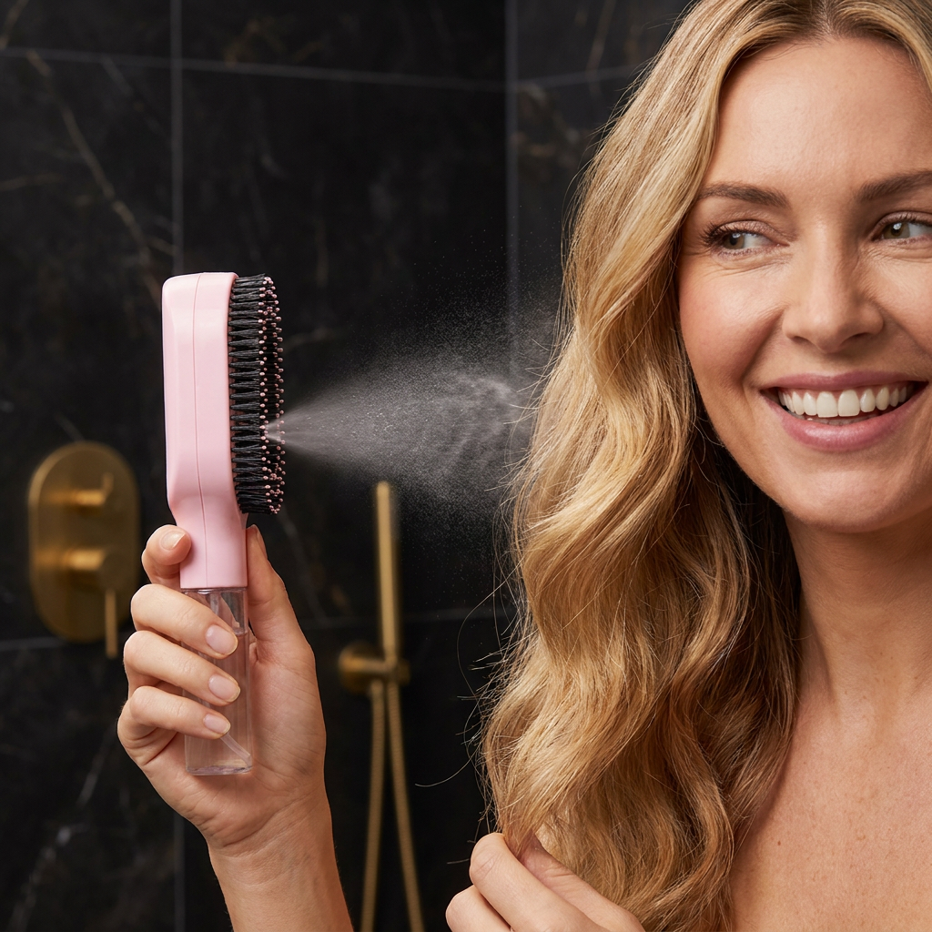 Anti-Frizz Spray Hair Brush – Smooths Flyaways and Makes Hairstyling Easier