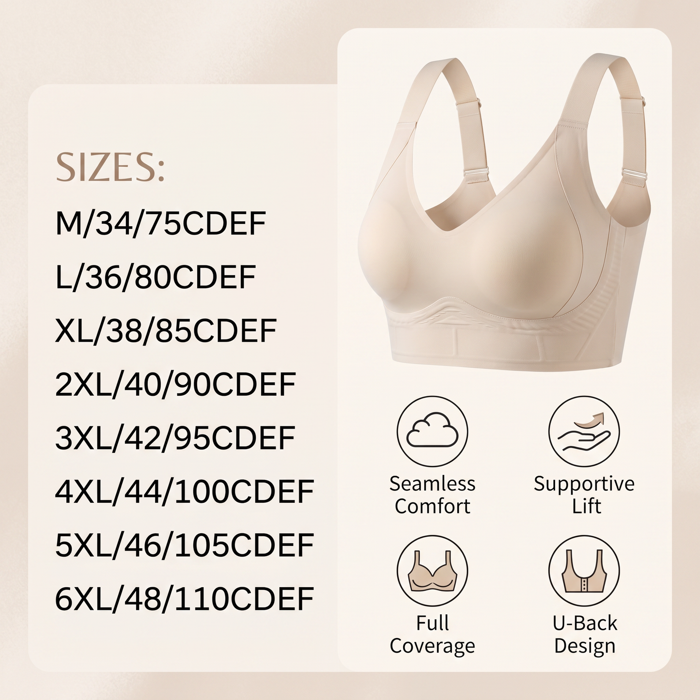 Seamless Full-Coverage Bra – Supportive Lift for Plus Sizes