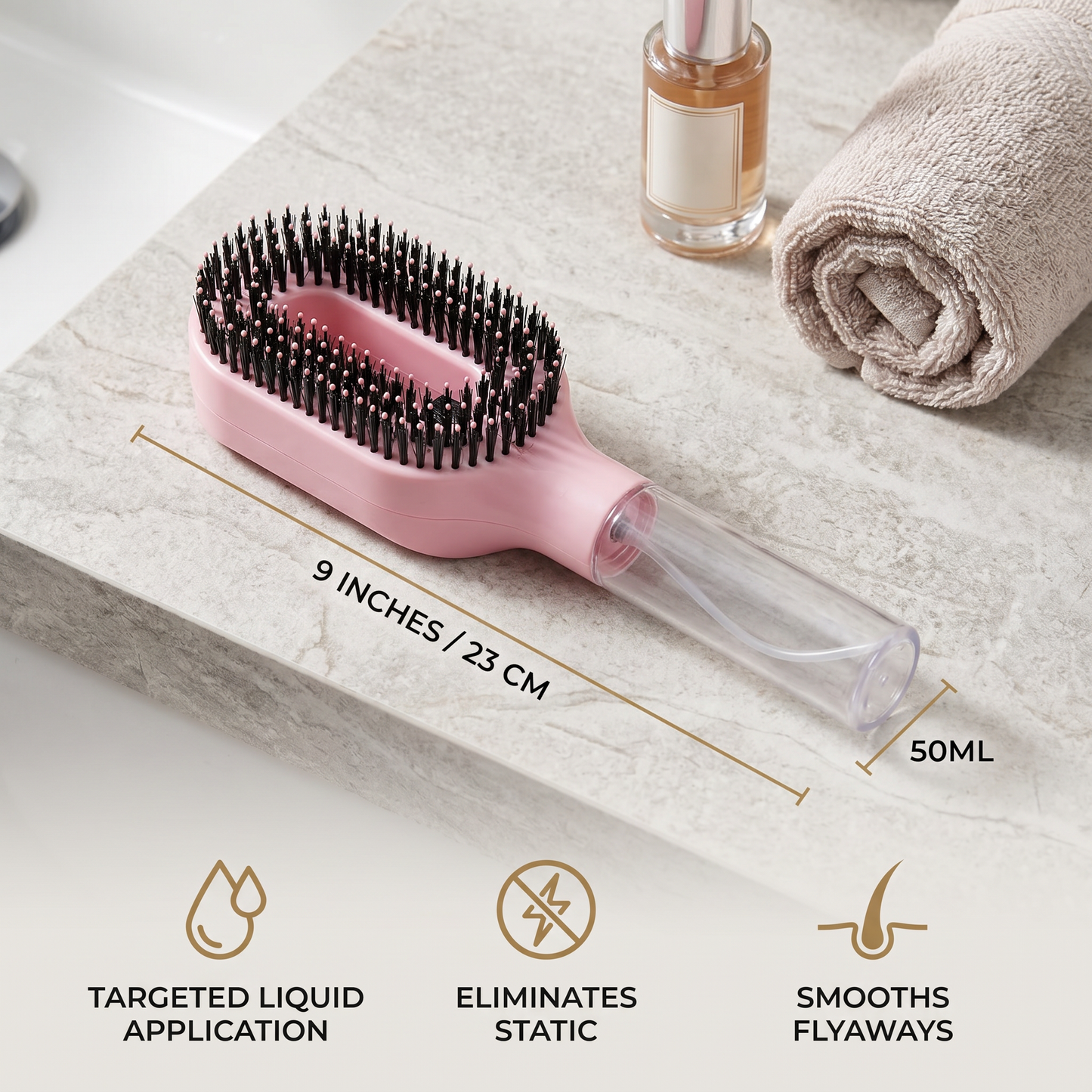 Anti-Frizz Spray Hair Brush – Smooths Flyaways and Makes Hairstyling Easier