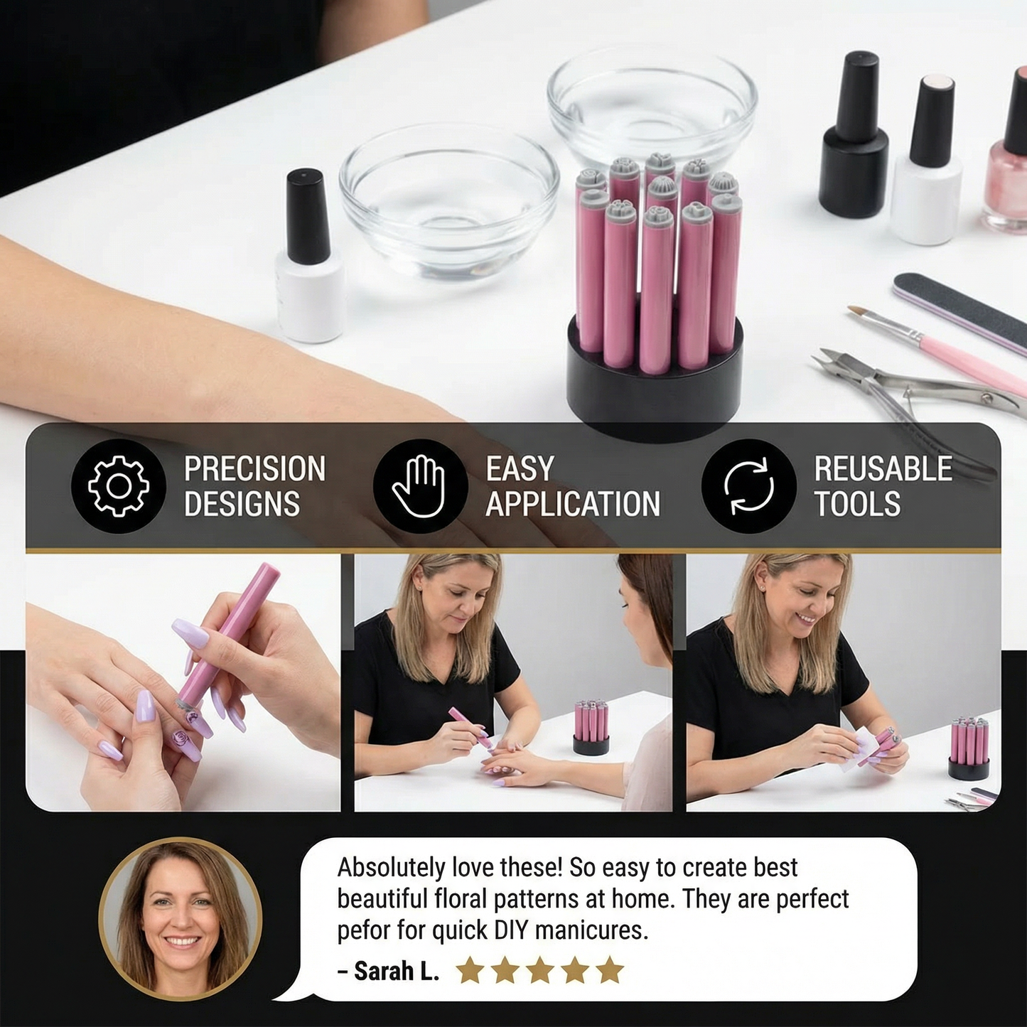 Nail Art Stamp Set – DIY Manicure with Floral Designs