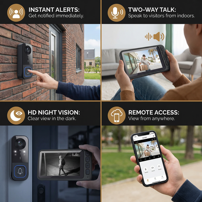 Wireless Smart Video Doorbell Camera – HD Security with Two-Way Talk & Motion Alerts