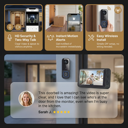 Wireless Smart Video Doorbell Camera – HD Security with Two-Way Talk & Motion Alerts
