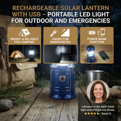 Rechargeable Solar Lantern with USB – Portable LED Light for Outdoor and Emergencies