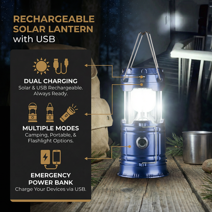 Rechargeable Solar Lantern with USB – Portable LED Light for Outdoor and Emergencies