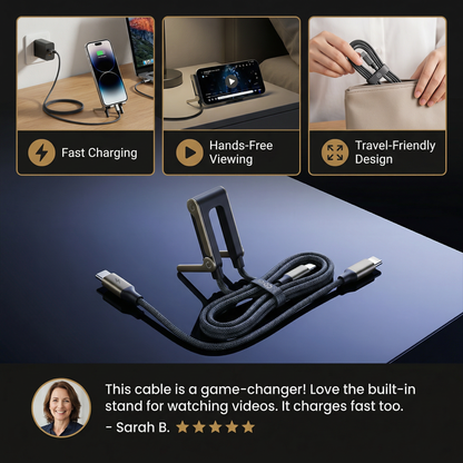 2-in-1 Foldable Fast Charging Cable & Phone Stand