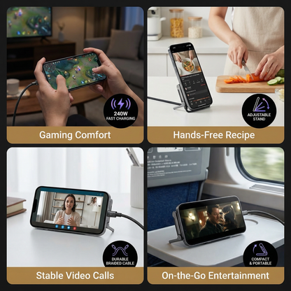 2-in-1 Foldable Fast Charging Cable & Phone Stand
