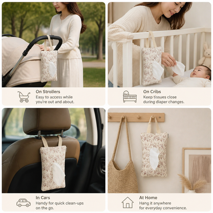 Hanging Tissue Holder for Strollers, Cribs & Cars