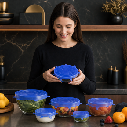 6-Piece Silicone Stretch Lid Set – Reusable BPA-Free Food Covers