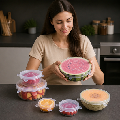 6-Piece Silicone Stretch Lid Set – Reusable BPA-Free Food Covers