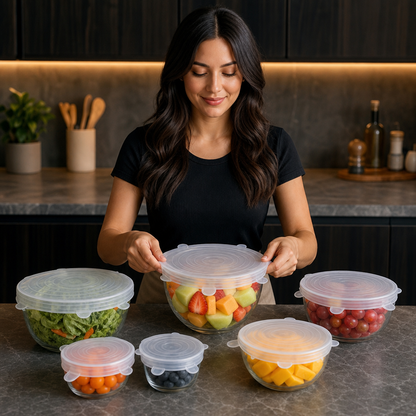 6-Piece Silicone Stretch Lid Set – Reusable BPA-Free Food Covers