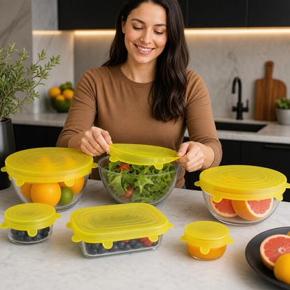 6-Piece Silicone Stretch Lid Set – Reusable BPA-Free Food Covers