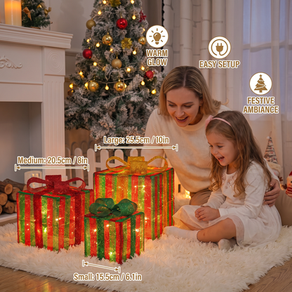 Glowing LED Christmas Gift Box Decoration Set