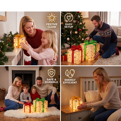 Glowing LED Christmas Gift Box Decoration Set