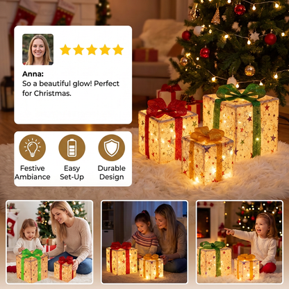 Glowing LED Christmas Gift Box Decoration Set