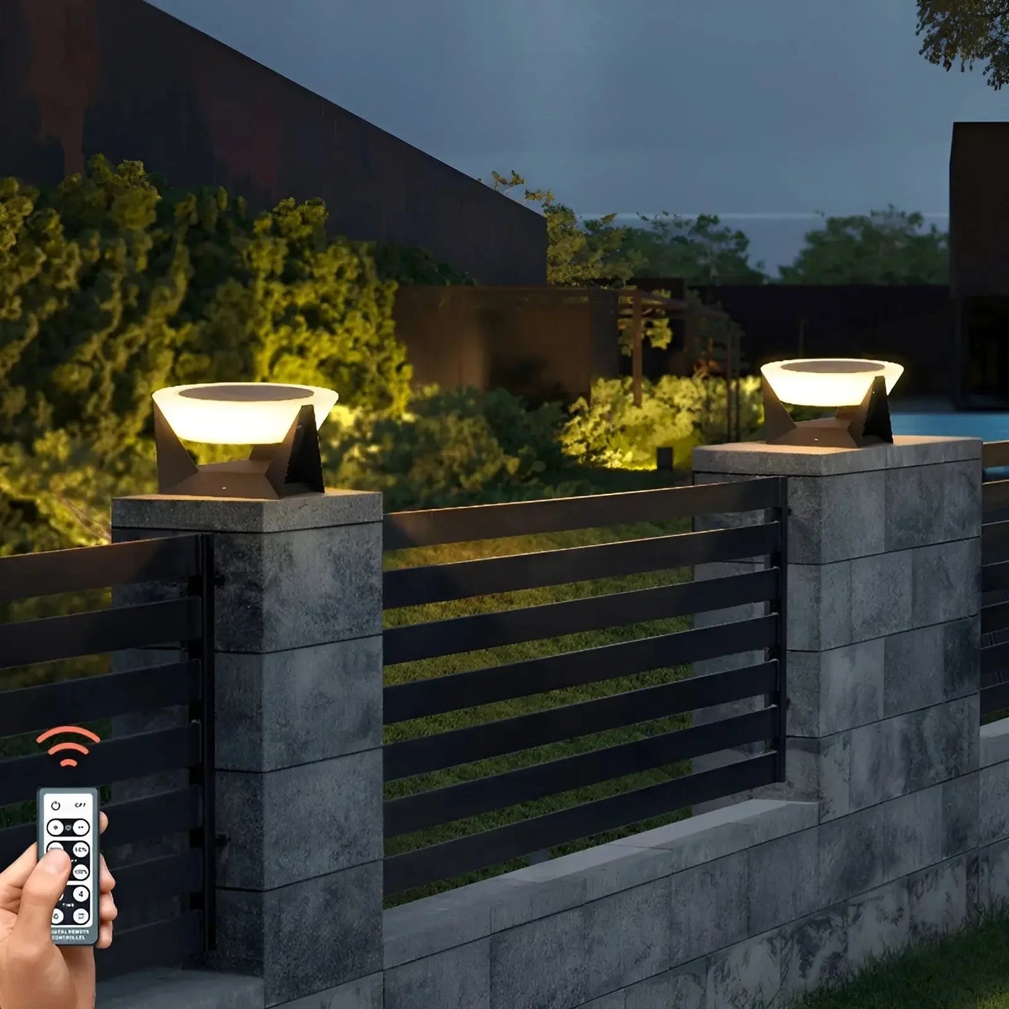 Modern LED Outdoor Pedestal Light – Stylish Solar Garden Lamp