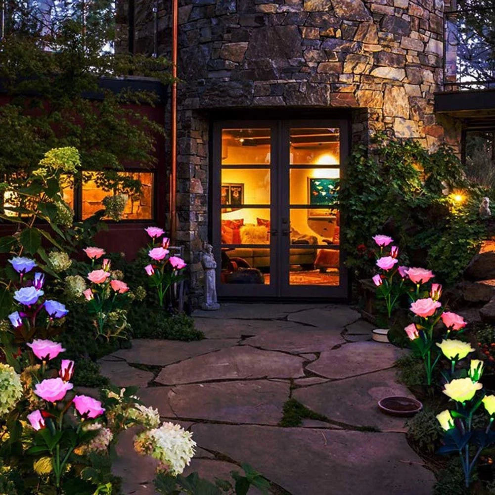 Solar-Powered Garden Rose Lights – Decorative Outdoor Lighting with Solar Panel