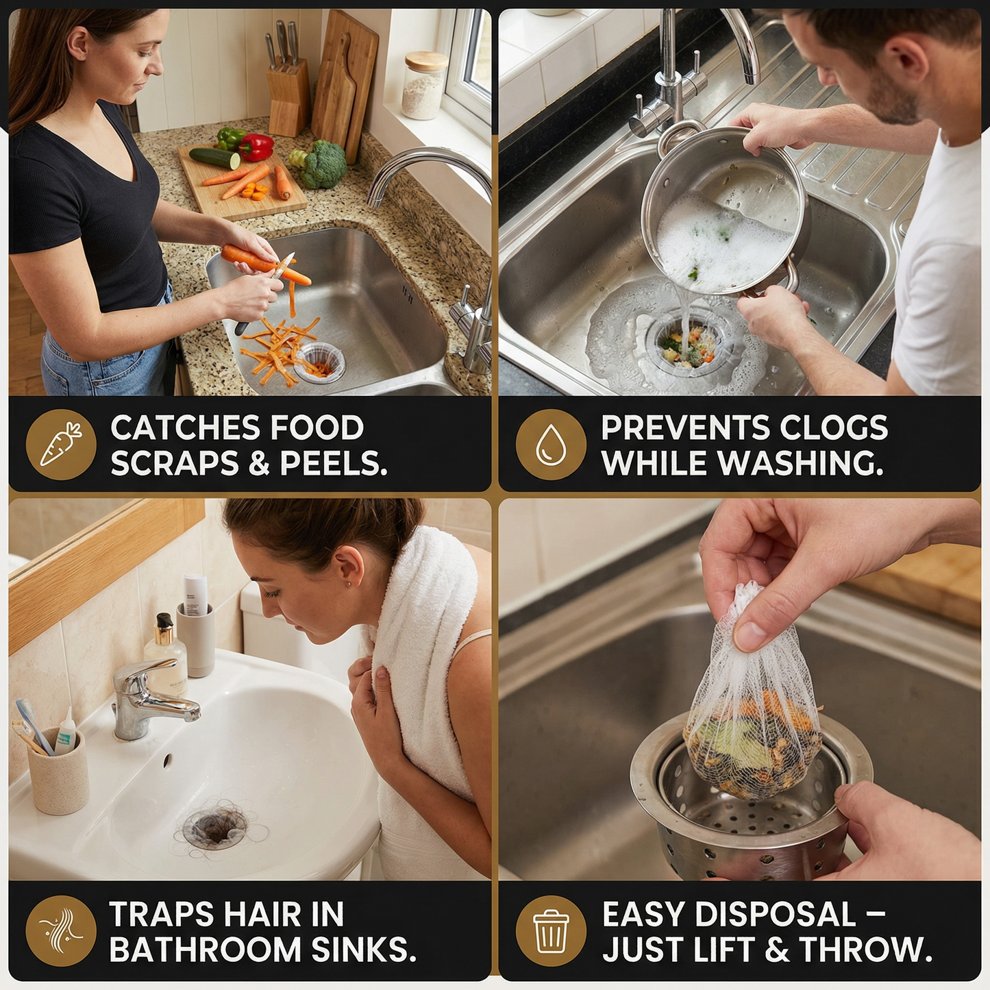 Disposable Sink Strainer Nets – Anti-Clog Mesh for Sink & Drain (2-Pack)
