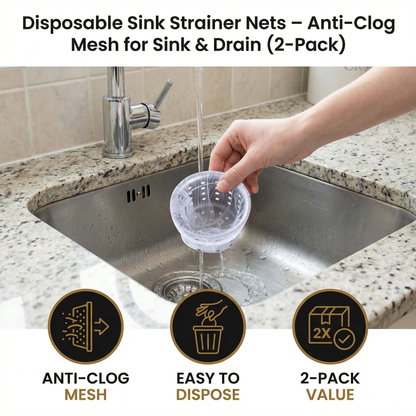 Disposable Sink Strainer Nets – Anti-Clog Mesh for Sink & Drain (2-Pack)