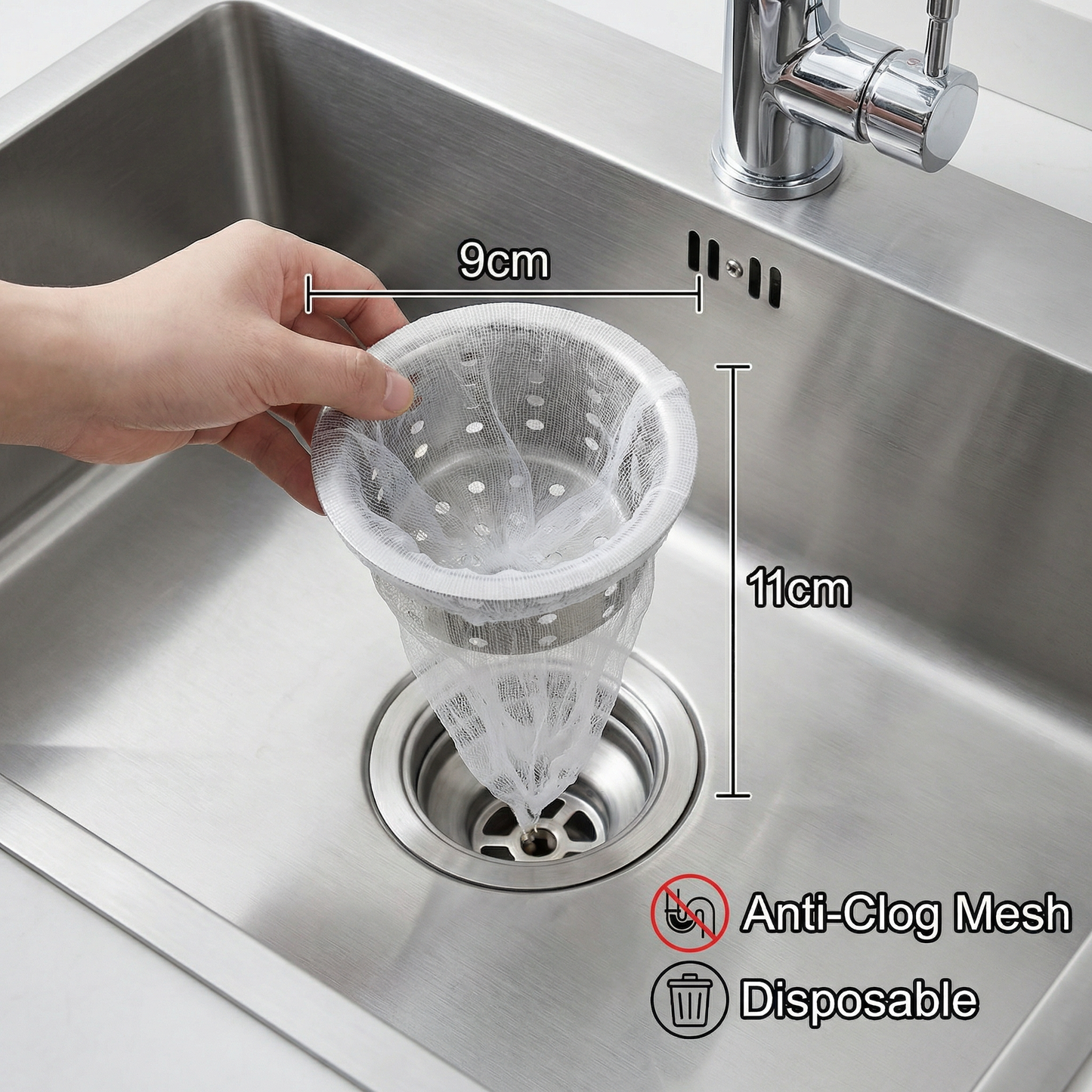 Disposable Sink Strainer Nets – Anti-Clog Mesh for Sink & Drain (2-Pack)