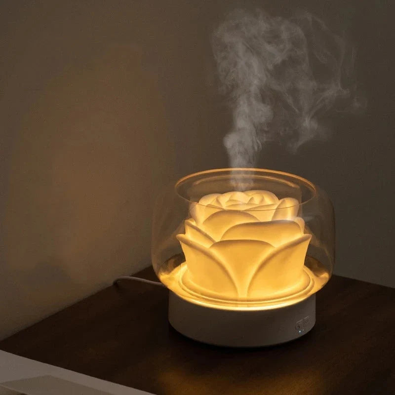 Ultrasonic Aromatherapy Diffuser – Elegant Humidifier with LED Lights and Essential Oil Function