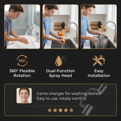 360° swivel tap extender with spray head – kitchen & bathroom use