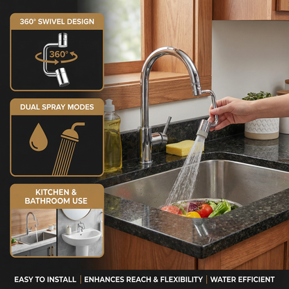 360° swivel tap extender with spray head – kitchen & bathroom use