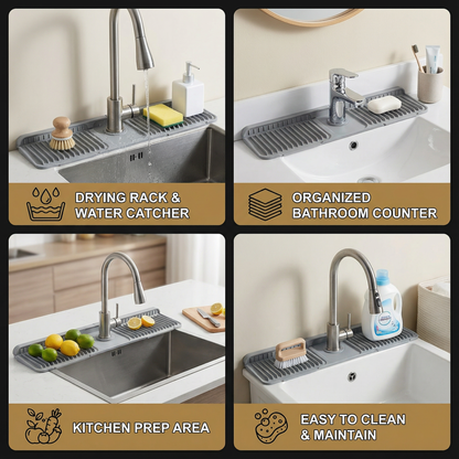 Silicone Faucet Splash Guard – Drip Mat for Sink & Basin