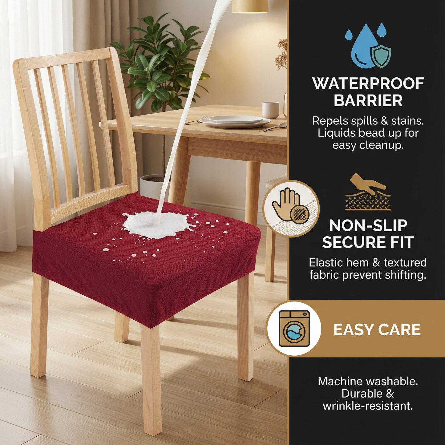 Waterproof Jacquard Chair Cushion Cover – Non-Slip & Easy Care