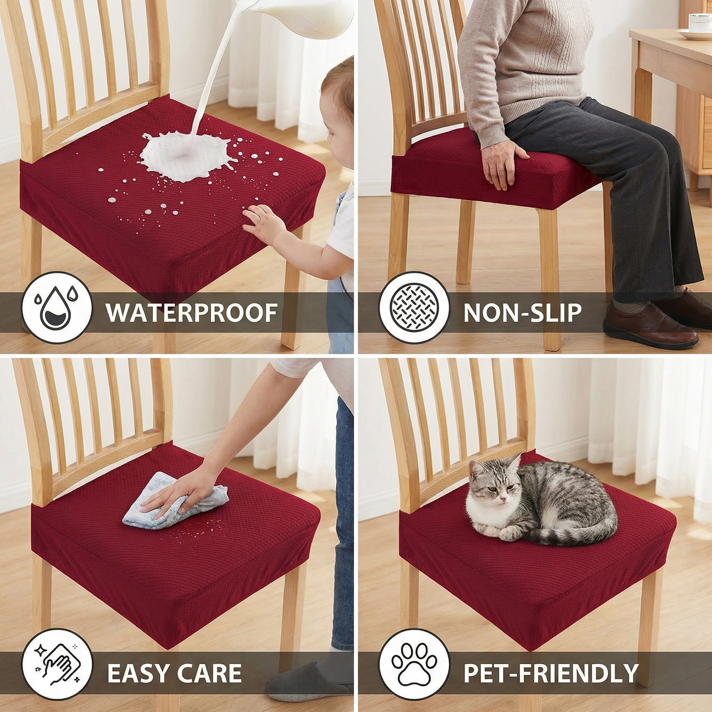 Waterproof Jacquard Chair Cushion Cover – Non-Slip & Easy Care