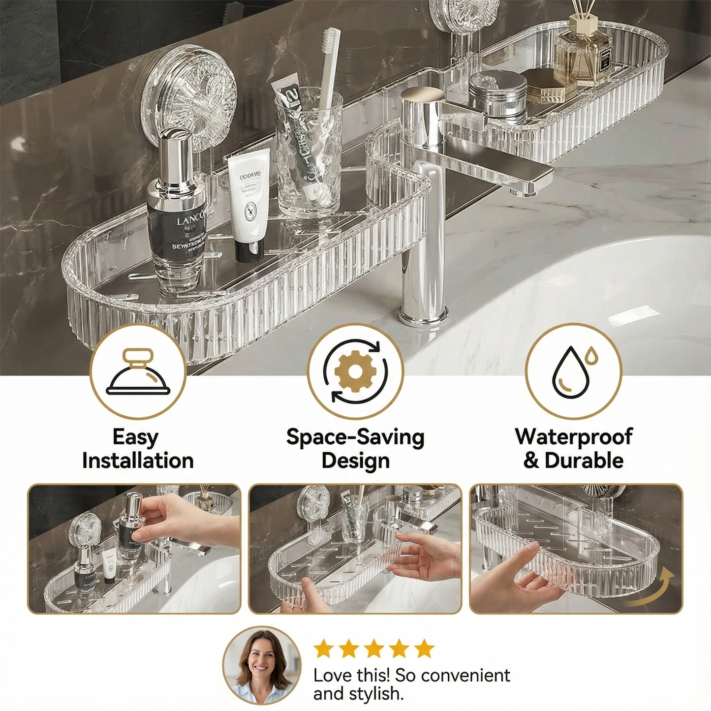 Suction Cup Bathroom Sink Storage Tray