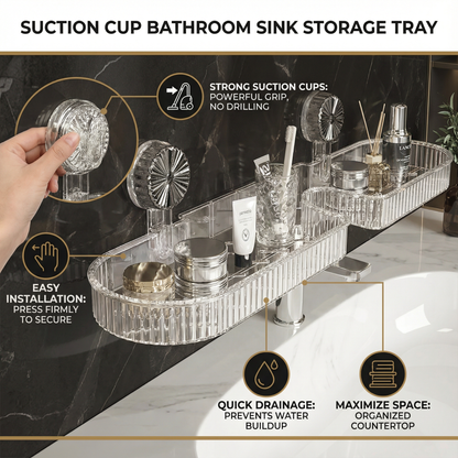 Suction Cup Bathroom Sink Storage Tray