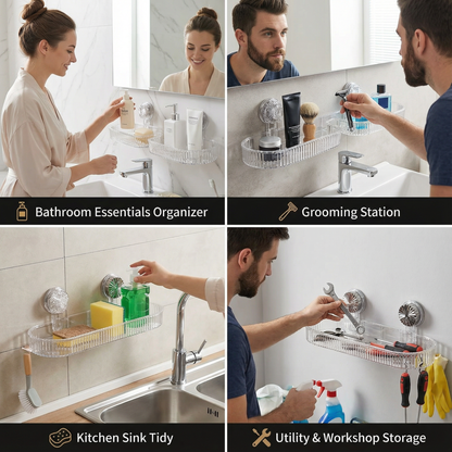 Suction Cup Bathroom Sink Storage Tray