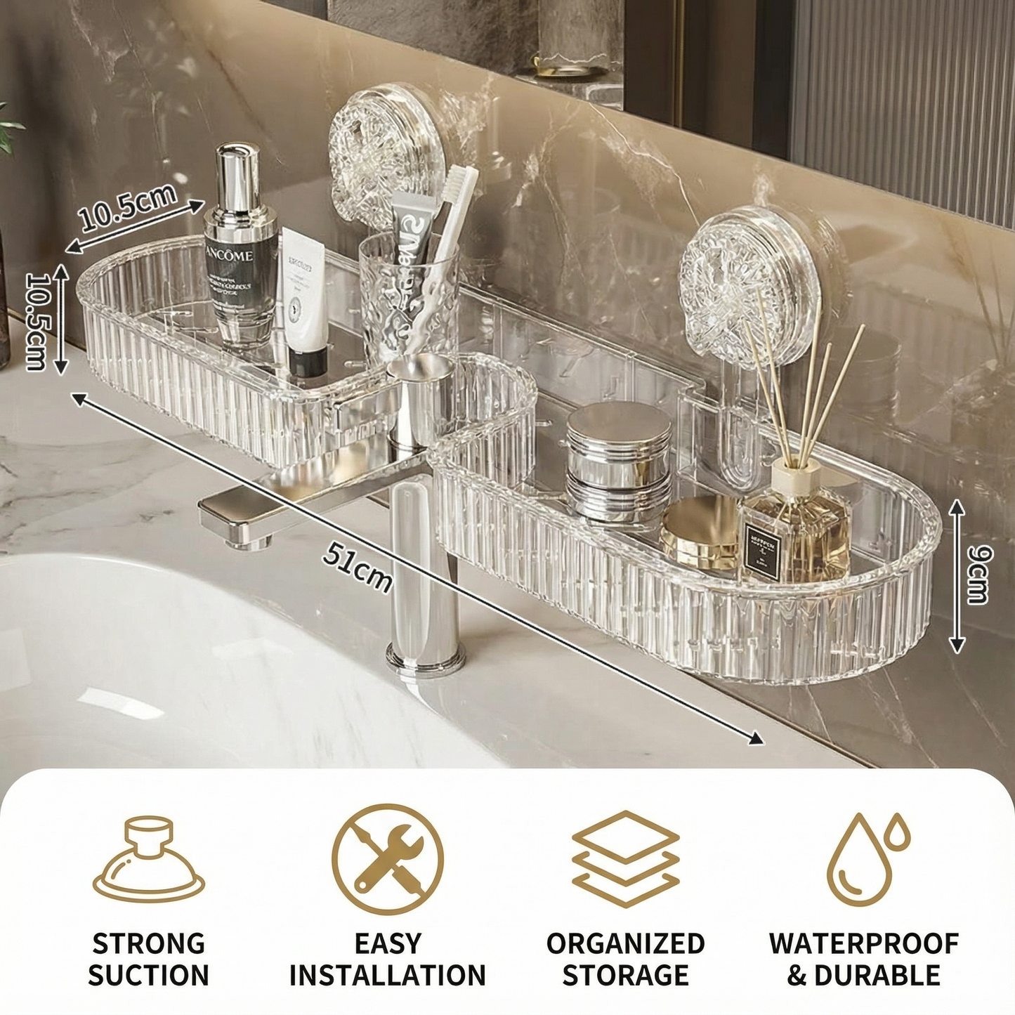Suction Cup Bathroom Sink Storage Tray