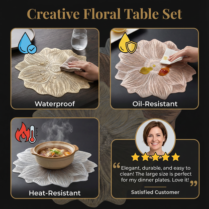 Creative Floral Table Set – Waterproof and Oil-Resistant