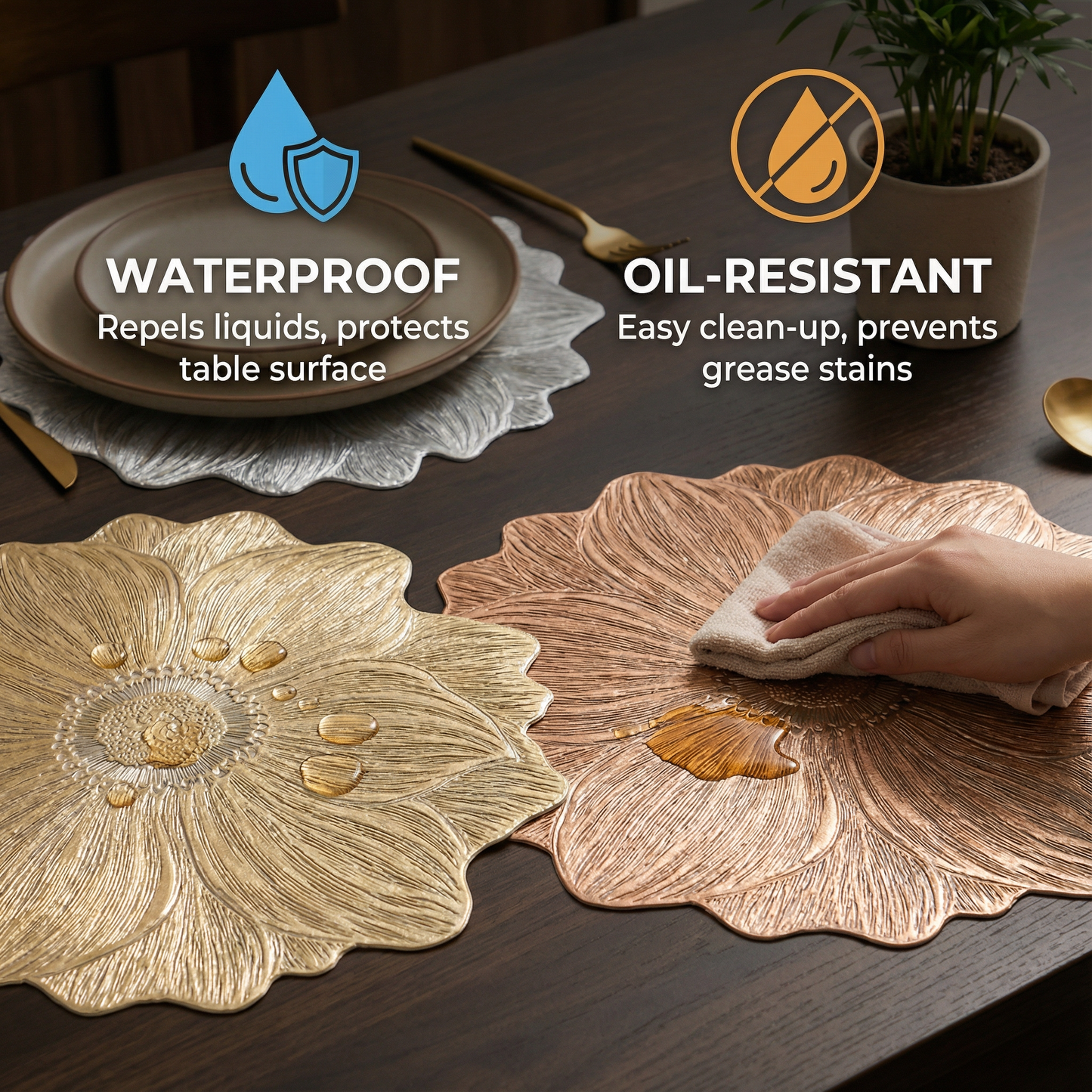 Creative Floral Table Set – Waterproof and Oil-Resistant